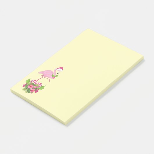 Roze flamingo in Santa Hat Whimsical Kerstmis Post-it® Notes (Schuin)