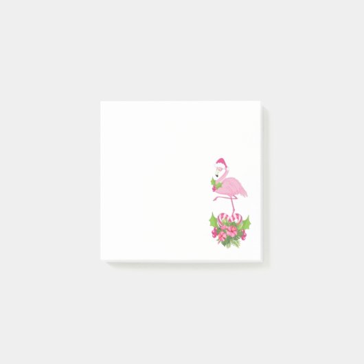 Roze flamingo in Santa Hat Whimsical Kerstmis Post-it® Notes (Voorkant)