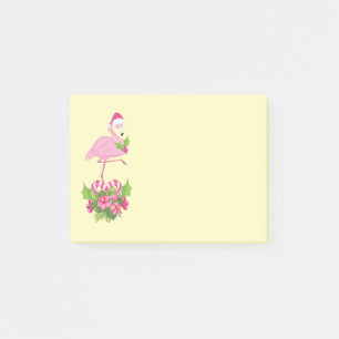 Roze flamingo in Santa Hat Whimsical Kerstmis Post-it® Notes