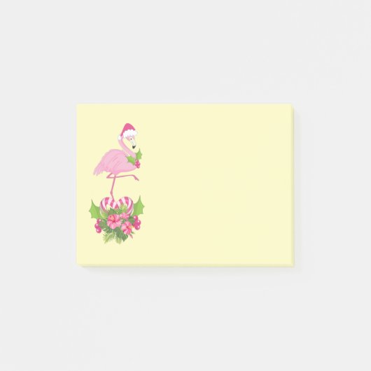 Roze flamingo in Santa Hat Whimsical Kerstmis Post-it® Notes (Voorkant)