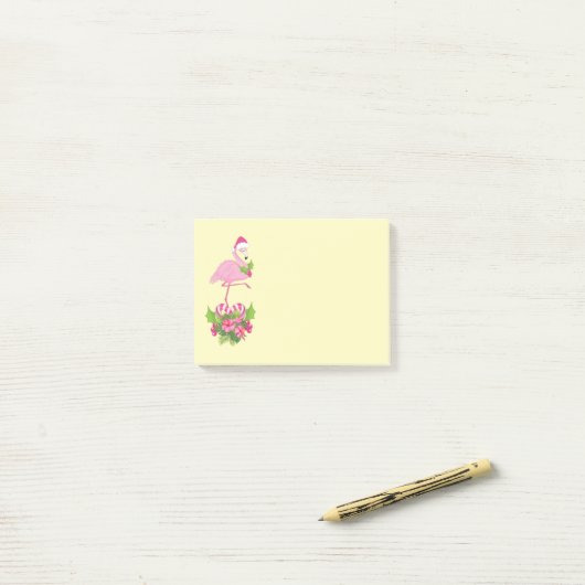 Roze flamingo in Santa Hat Whimsical Kerstmis Post-it® Notes (Op bureau)