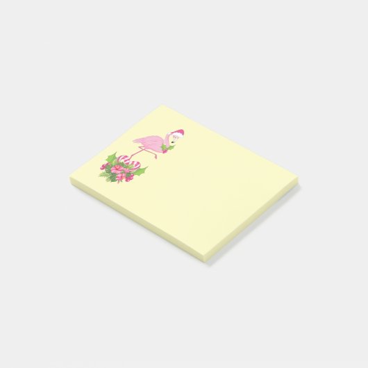 Roze flamingo in Santa Hat Whimsical Kerstmis Post-it® Notes (Schuin)