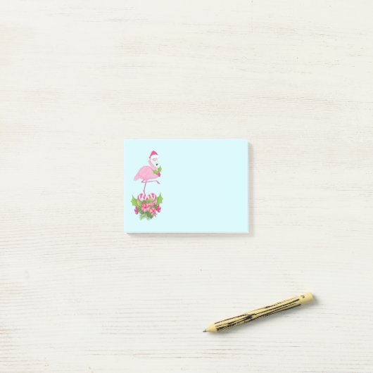 Roze flamingo in Santa Hat Whimsical Kerstmis Post-it® Notes (Op bureau)