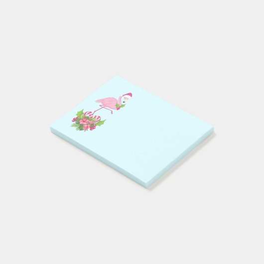 Roze flamingo in Santa Hat Whimsical Kerstmis Post-it® Notes (Schuin)