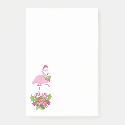 Roze flamingo in Santa Hat Whimsical Kerstmis Post-it® Notes (Voorkant)