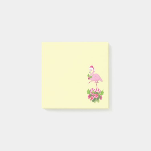 Roze flamingo in Santa Hat Whimsical Kerstmis Post-it® Notes (Voorkant)