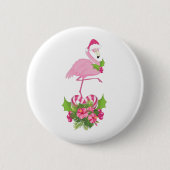 Roze flamingo in Santa Hat Whimsical Kerstmis Ronde Button 5,7 Cm (Voorkant)