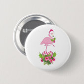 Roze flamingo in Santa Hat Whimsical Kerstmis Ronde Button 5,7 Cm (Voorkant /achterkant)