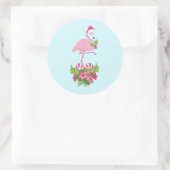 Roze flamingo in Santa Hat Whimsical Kerstmis Ronde Sticker (Tas)