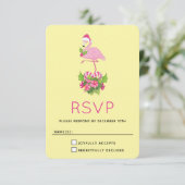 Roze flamingo in Santa Hat Whimsical Kerstmis RSVP Kaartje (Staand voorkant)