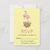 Roze flamingo in Santa Hat Whimsical Kerstmis RSVP Kaartje (Voorkant)