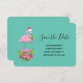 Roze flamingo in Santa Hat Whimsical Kerstmis Save The Date (Voorkant / Achterkant)