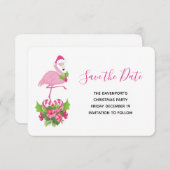 Roze flamingo in Santa Hat Whimsical Kerstmis Save The Date (Voorkant / Achterkant)