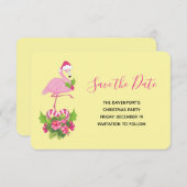 Roze flamingo in Santa Hat Whimsical Kerstmis Save The Date (Voorkant / Achterkant)