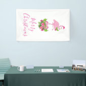 Roze flamingo in Santa Hat Whimsical Kerstmis Spandoek (Beurs)