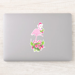 Roze flamingo in Santa Hat Whimsical Kerstmis Sticker