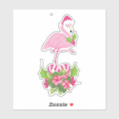 Roze flamingo in Santa Hat Whimsical Kerstmis Sticker (Vel)