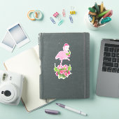 Roze flamingo in Santa Hat Whimsical Kerstmis Sticker (iPad Cover)