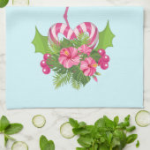 Roze flamingo in Santa Hat Whimsical Kerstmis Theedoek (Gevouwen)