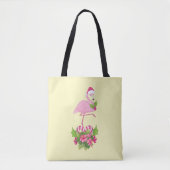 Roze flamingo in Santa Hat Whimsical Kerstmis Tote Bag (Voorkant)