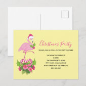 Roze flamingo in Santa Hat Whimsical Kerstmis Uitnodiging Briefkaart (Voorkant / Achterkant)