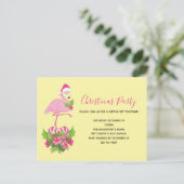 Roze flamingo in Santa Hat Whimsical Kerstmis Uitnodiging Briefkaart (Staand voorkant)