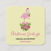 Roze flamingo in Santa Hat Whimsical Kerstmis Vierkante Visitekaartje (Voorkant)