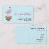 Roze flamingo in Santa Hat Whimsical Kerstmis Visitekaartje (Voorkant / Achterkant)