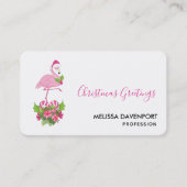 Roze flamingo in Santa Hat Whimsical Kerstmis Visitekaartje (Voorkant)