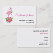 Roze flamingo in Santa Hat Whimsical Kerstmis Visitekaartje (Voorkant / Achterkant)