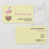 Roze flamingo in Santa Hat Whimsical Kerstmis Visitekaartje (Voorkant / Achterkant)