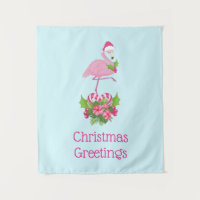 Roze flamingo in Santa Hat Whimsical Kerstmis