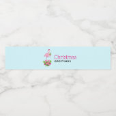 Roze flamingo in Santa Hat Whimsical Kerstmis Waterfles Etiket (Enkel label)