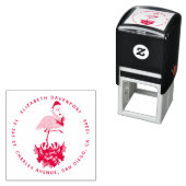 Roze flamingo in Santa Hat Whimsical Kerstmis Zelfinktende Stempel (In situ)