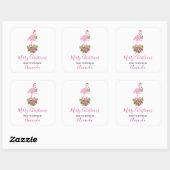 Roze Flamingo in Santa Hat Whimsical Kitchen Vierkante Sticker (Vel)