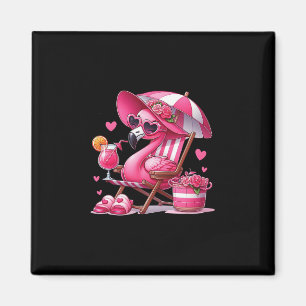 Roze Flamingo In Stoel Met Drank Magneet