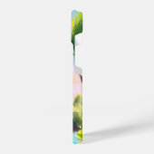 Roze Flamingo in Tropisch Paradise Retro Boho Art iPhone Hoesje (Linkerkant)