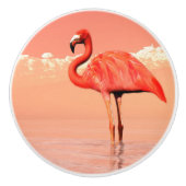 Roze flamingo in water - 3D geeft terug Keramische Knop (Voorkant)