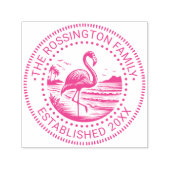 Roze Flamingo in Water Familienaam Datum Estd #2CN Zelfinktende Stempel (Design)