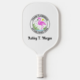 Roze Flamingo in Water Team Naam Datum Est N Pickleball Paddle