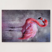 Roze flamingo inkt schilderij puzzel legpuzzel (Horizontaal)