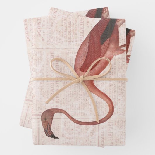  roze flamingo inpakpapier vel (In situ)