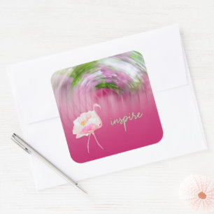 Roze Flamingo Inspirerend Gezegde Inspire Vierkante Sticker