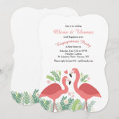 Roze Flamingo Invitation Kaart (Voorkant / Achterkant)