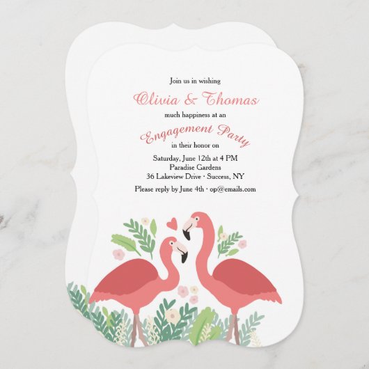 Roze Flamingo Invitation Kaart (Voorkant / Achterkant)