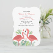 Roze Flamingo Invitation Kaart (Staand voorkant)