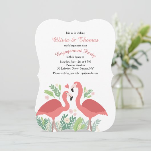 Roze Flamingo Invitation Kaart (Staand voorkant)