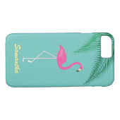 Roze Flamingo iPhone 7 Hoesje - turquoise (Achterkant (Horizontaal))
