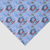 Roze Flamingo Island Tropical Beach Getaway Tissuepapier (Detail)