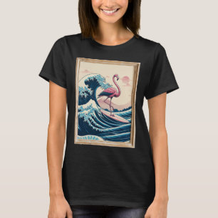 Roze Flamingo Japanse Grote Golf Surfer - Grappige T-shirt